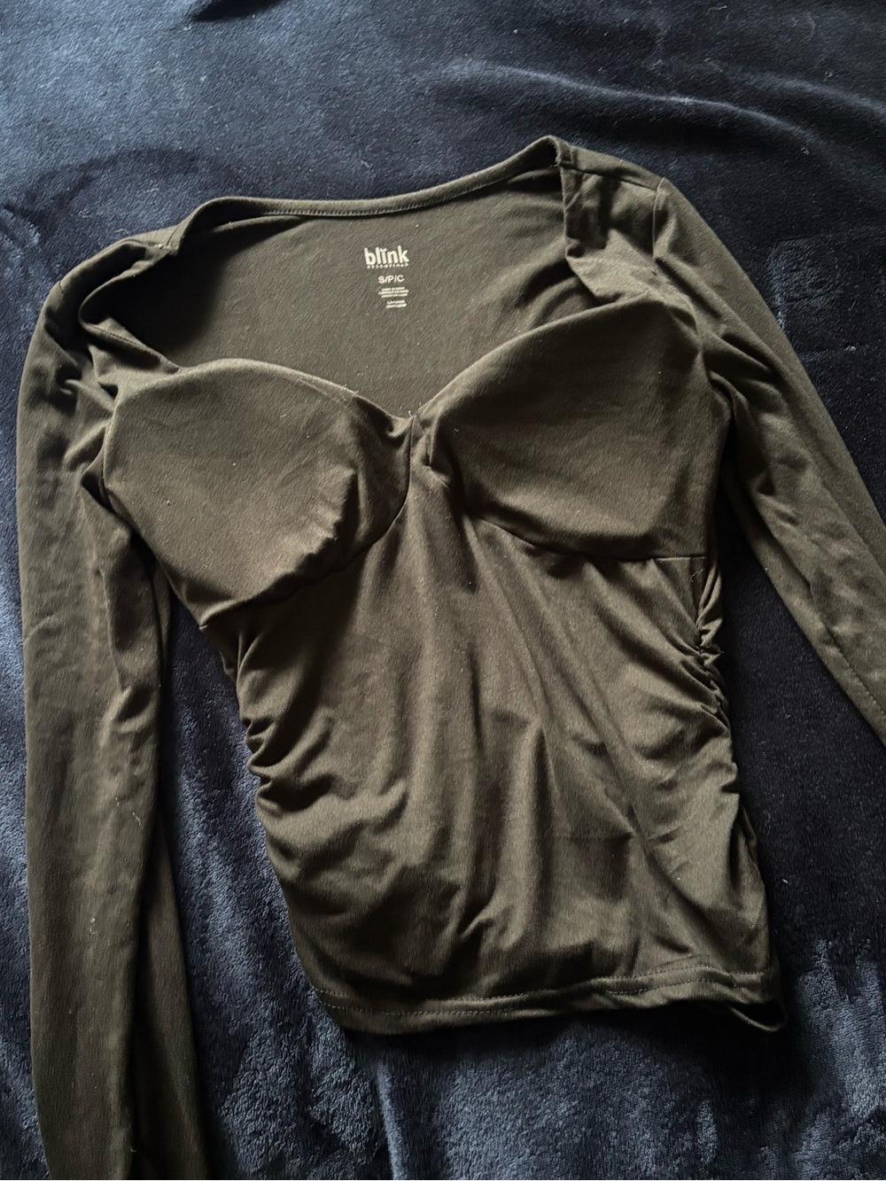 Link black  Long Sleeve Top with Built-In Bra